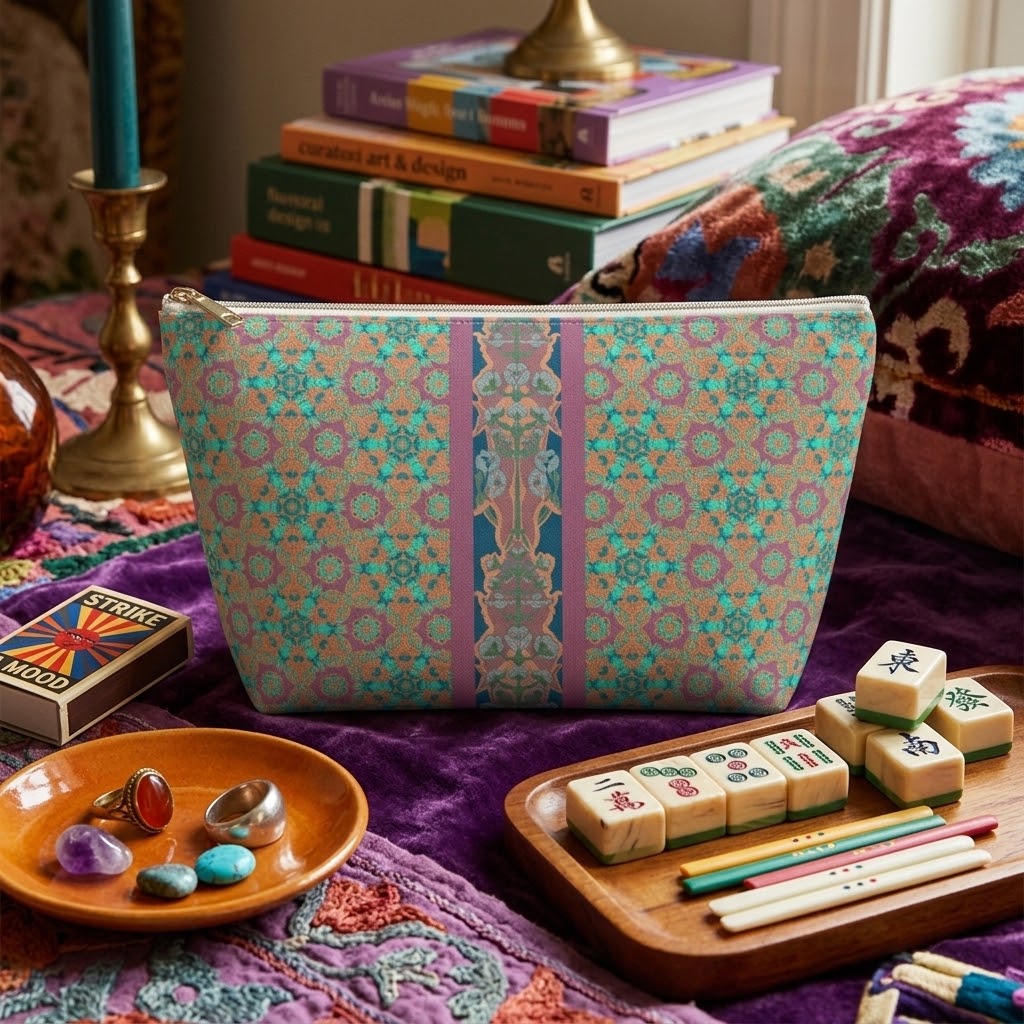 Wendi Mahjong Tile Travel Pouch in rosewood