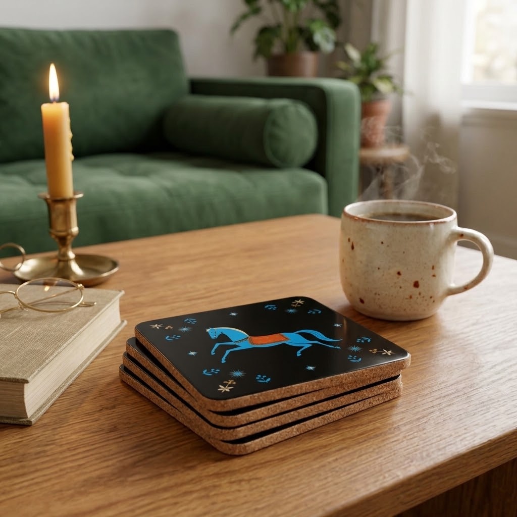 Gwenny Horse Corkwood Coaster, Set of 4