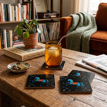 Gwenny Horse Corkwood Coaster, Set of 4