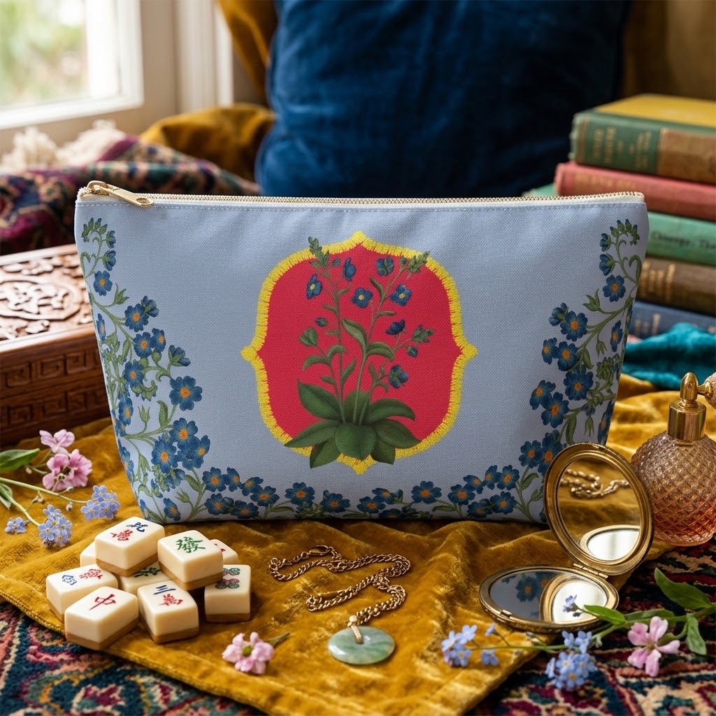 Bettina Mahjong Tile Travel Pouch in Bubble Gum